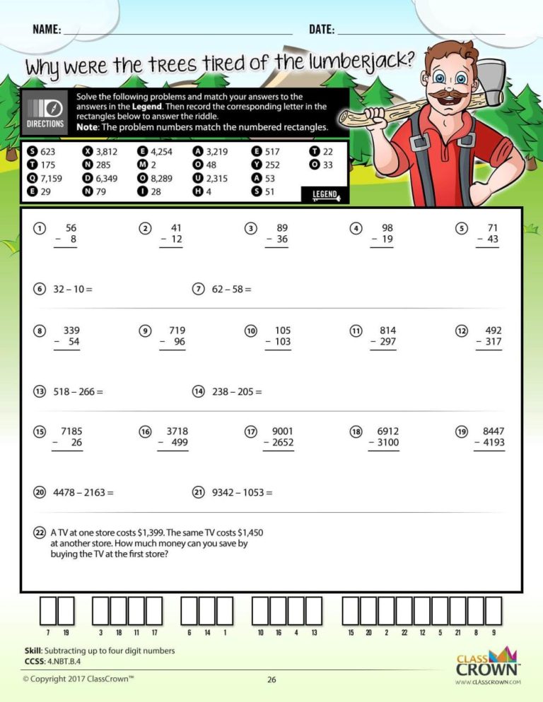 Fourth Grade Fun 4th Grade Math Worksheets