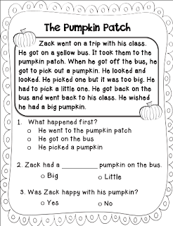 Halloween Reading Comprehension 1st Grade