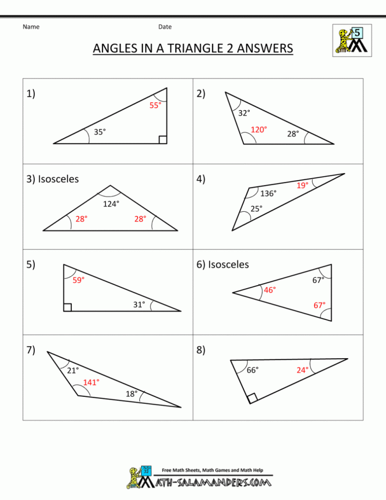 Geometry Classifying Triangles Worksheet