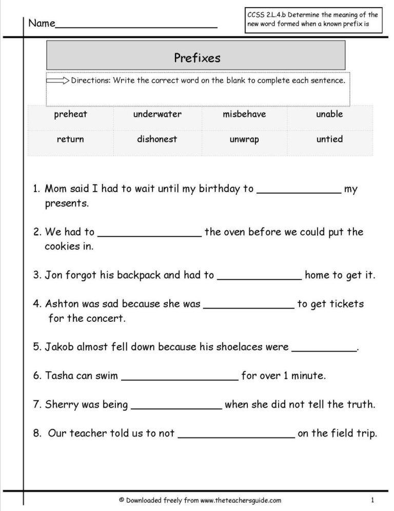 Suffixes Worksheets For Grade 5