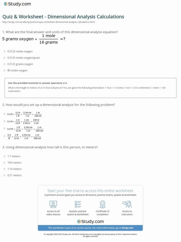 Dimensional Analysis Worksheet 2