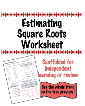 Estimating Square Roots Worksheet