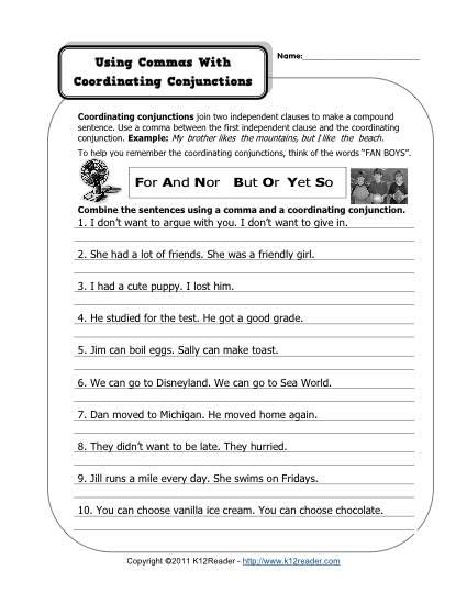 3rd Grade Conjunction Worksheets For Grade 3