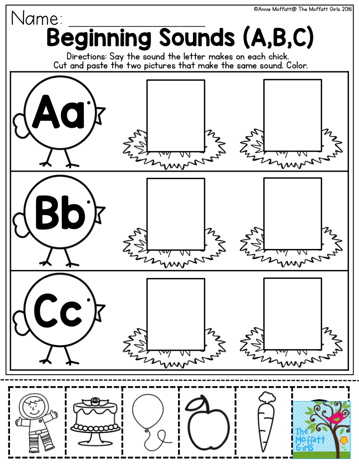 Free Printable Beginning Sounds Cut And Paste Worksheets