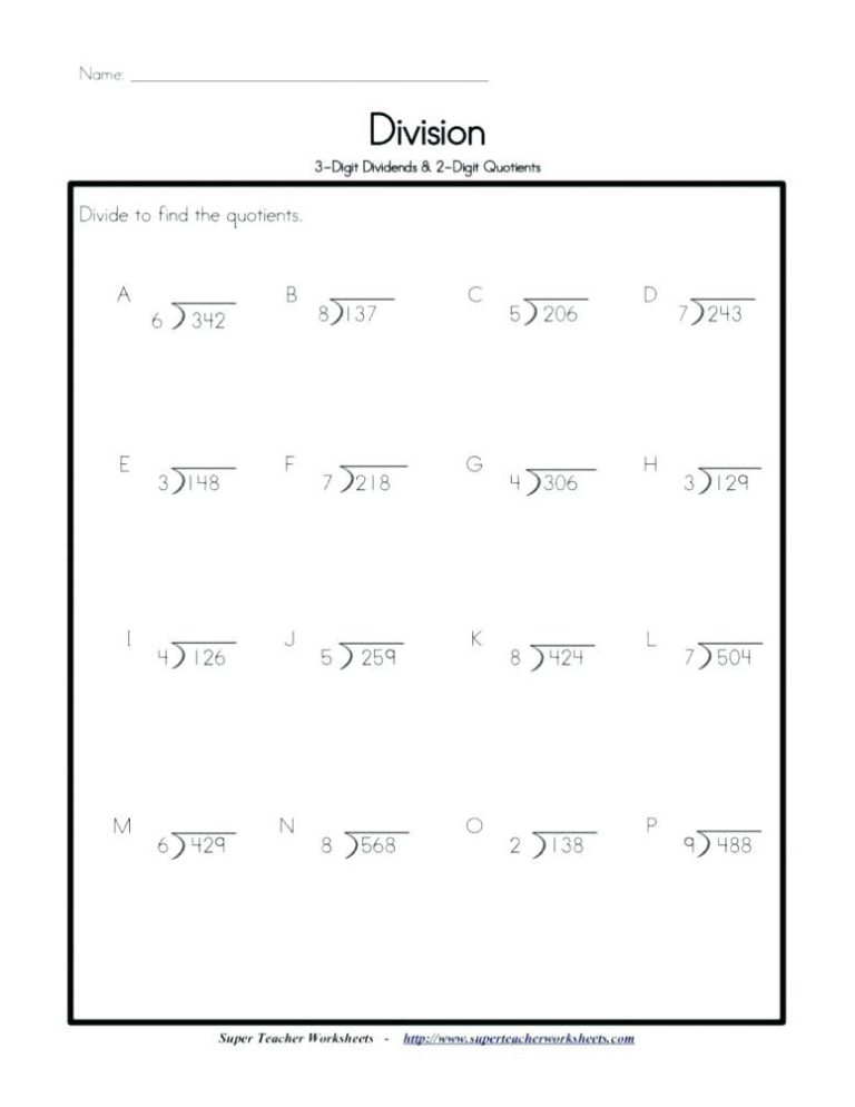 Division With Remainders Worksheet