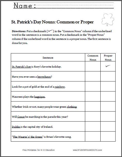 Noun Worksheets Pdf For Grade 1