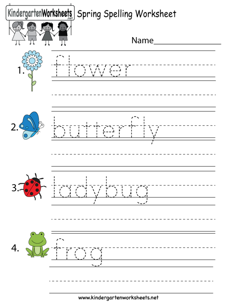 Spelling Worksheets For Kindergarten