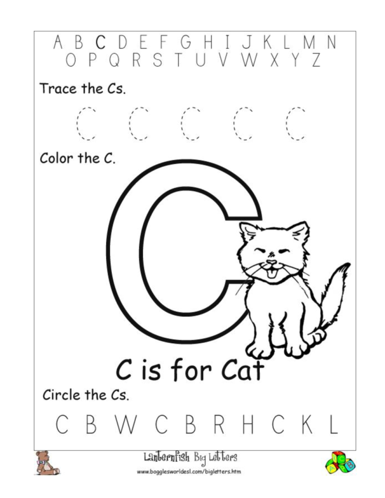 Preschool Letter Worksheets C