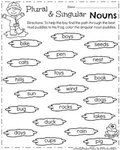 Grade 1 Singular And Plural Worksheets For Kindergarten