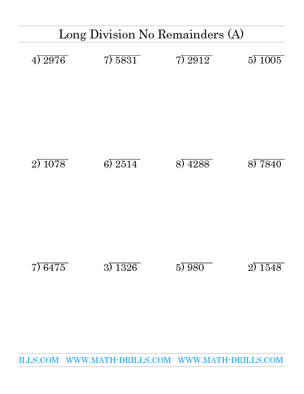 Long Division Questions For Grade 5