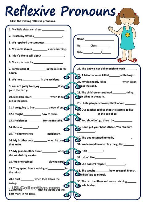 Personal And Reflexive Pronouns Worksheets