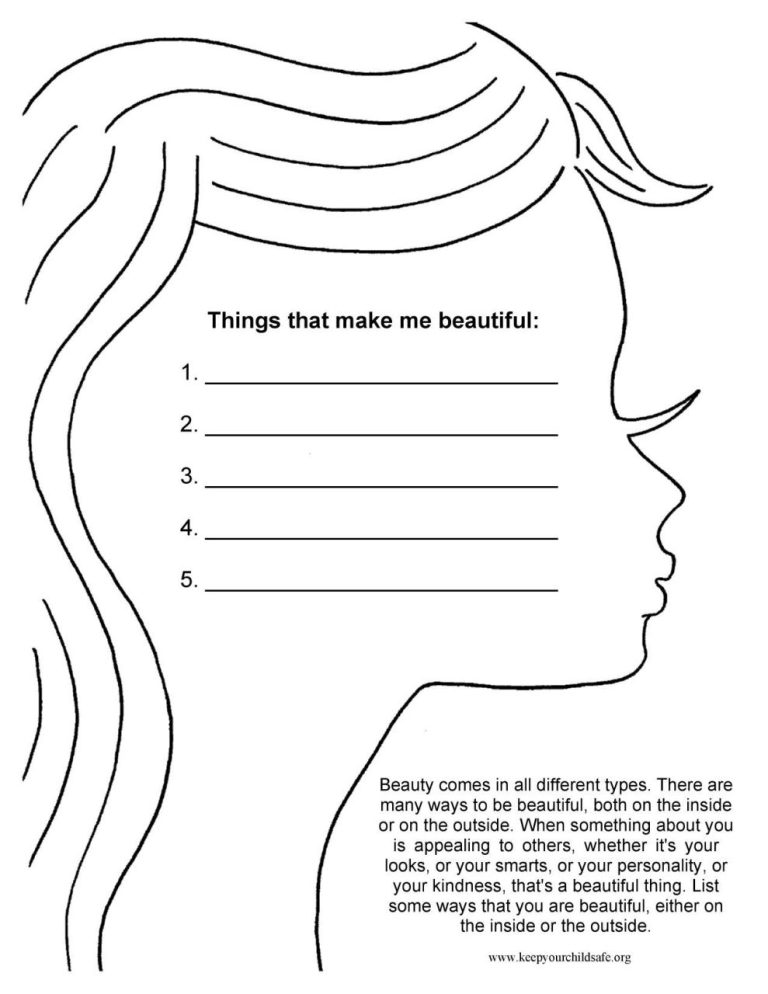 Therapy Self Esteem Worksheets For Kids