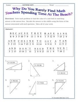 Solving Right Triangles Worksheet Answers