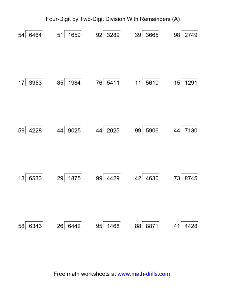 Ks2 Long Division Questions Year 6