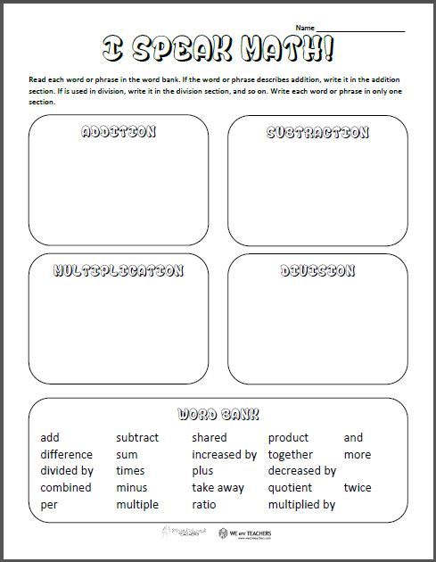 3rd Grade Math Vocabulary Worksheets