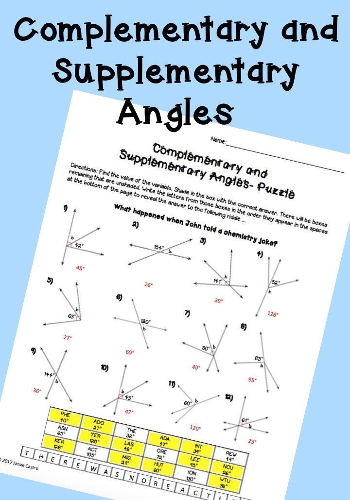 Complementary And Supplementary Angles Worksheet Pdf Grade 5