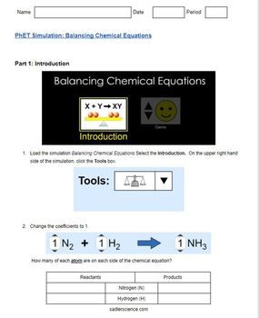 Balancing Chemical Equations Phet Worksheet Answer Key