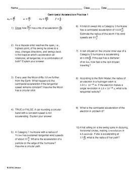 Circular Motion Worksheet