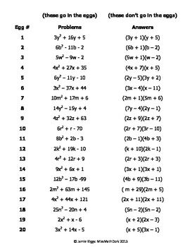 Practice Factoring Quadratic Equations Worksheet