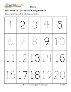 Numbers Worksheets For Kindergarten 1-20