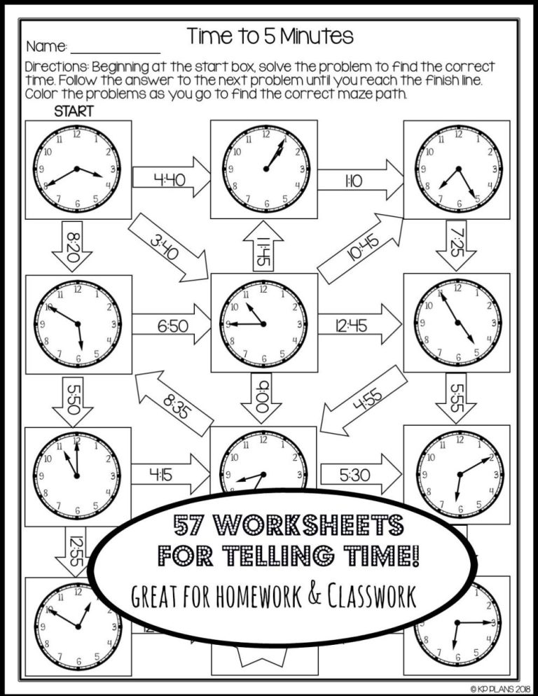 Beginner Time Worksheets For Kindergarten