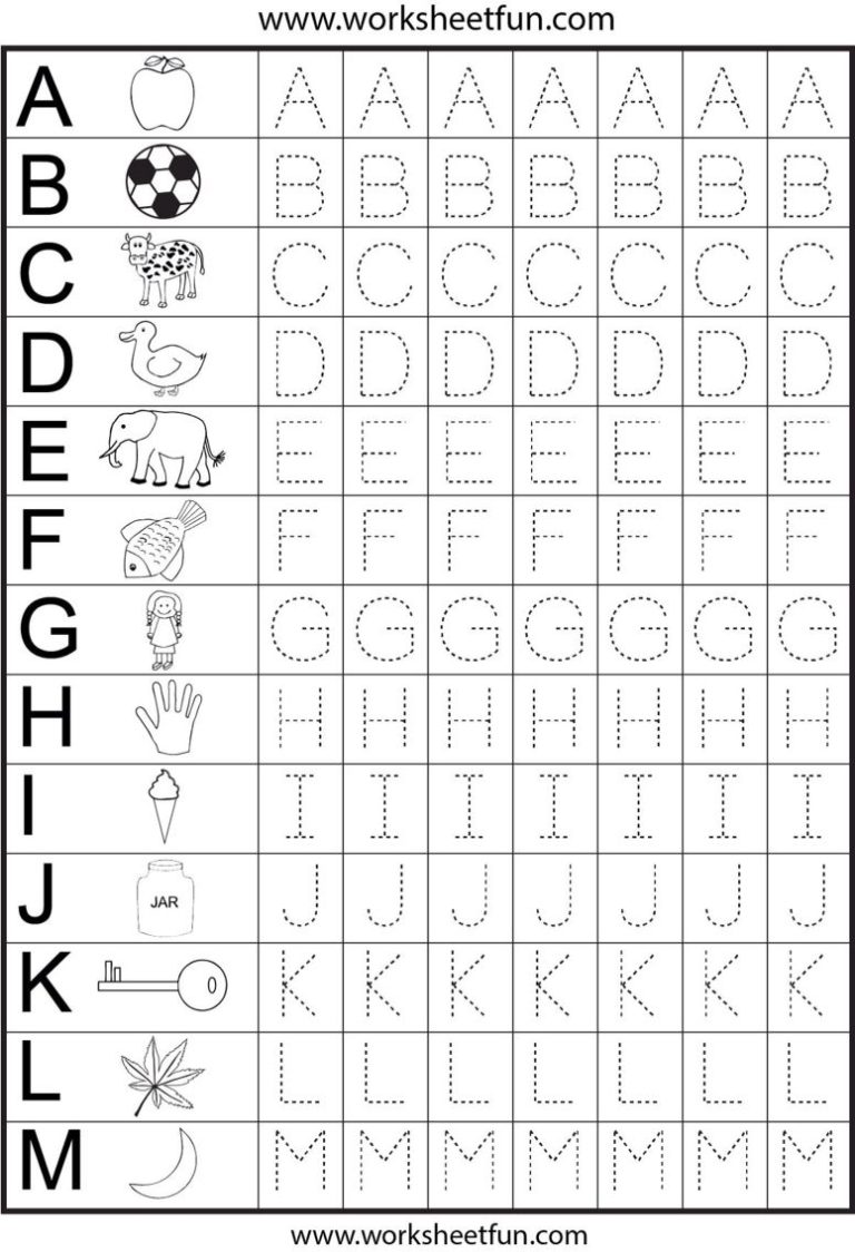 Kindergarten Printables Alphabet