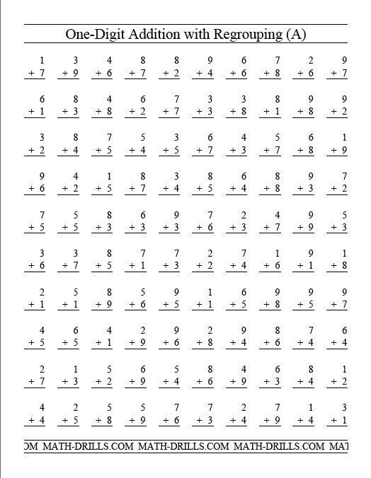 Math Drills Addition Worksheets