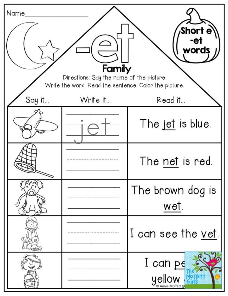 Word Family Worksheets For Kindergarten