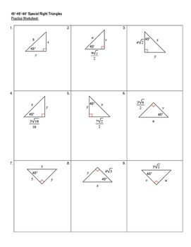 Special Right Triangles Worksheet Answers