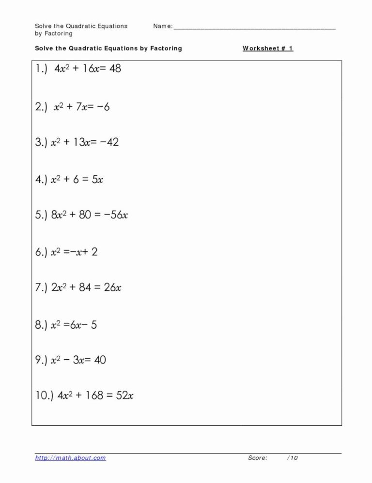 Solving Square Root Equations Worksheet