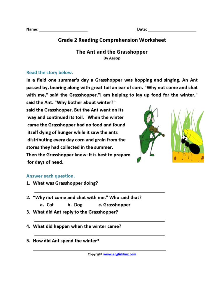 Year 2 Worksheets English