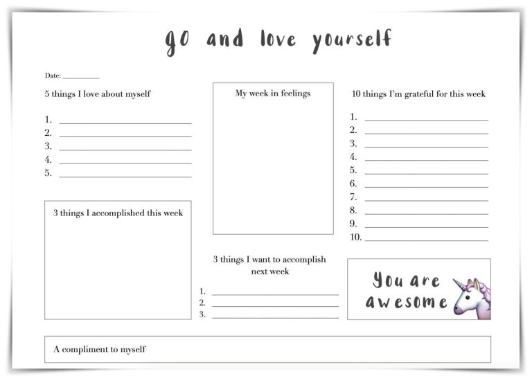 Free Printable Self Esteem Worksheets Pdf