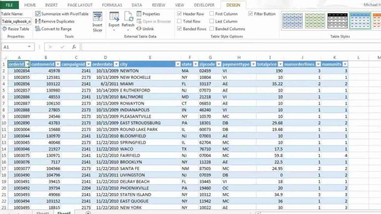 Worksheet Excel Tables Examples