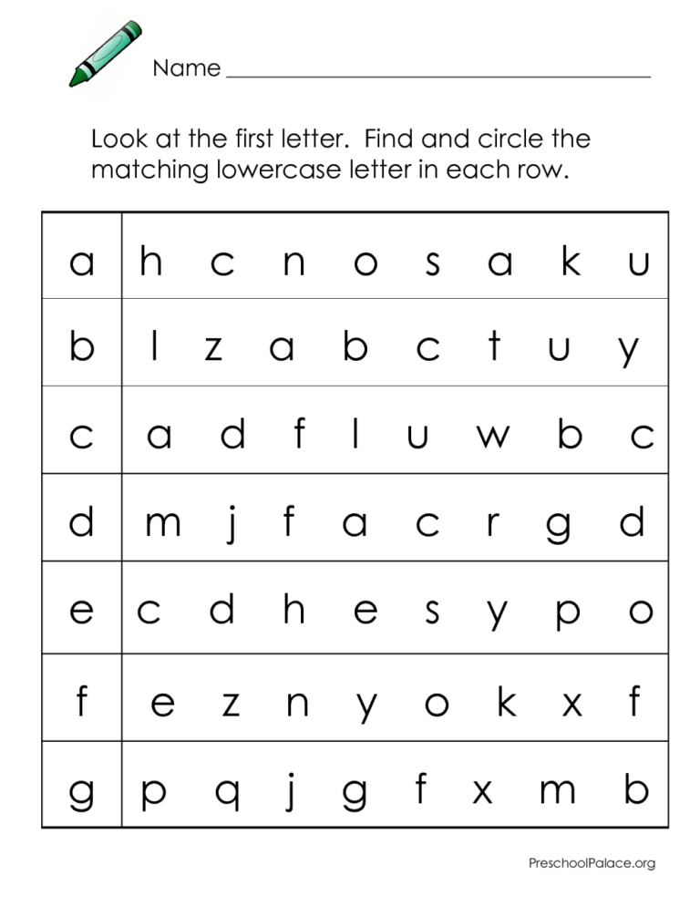 Match Abc Worksheets For Kids