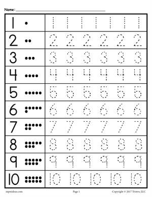 Preschool Number Tracing Worksheets 1-5