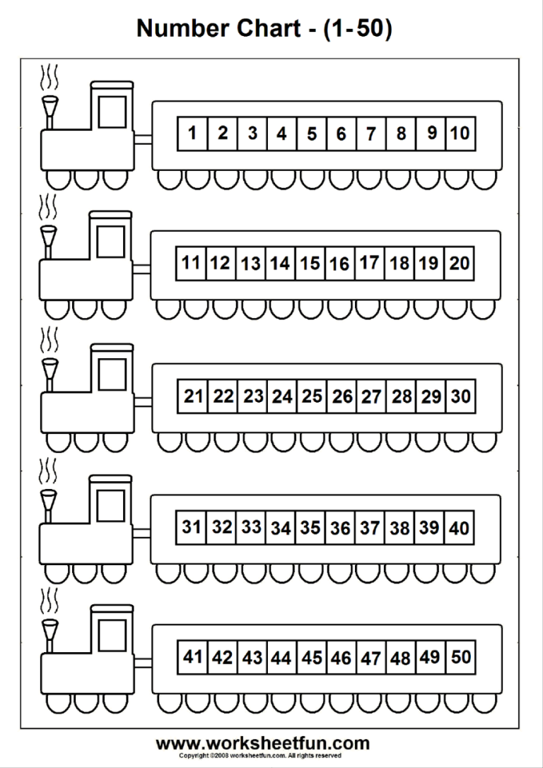 Counting Objects Worksheets 1-50