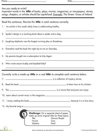 Capitalization Worksheets 5th Grade Pdf