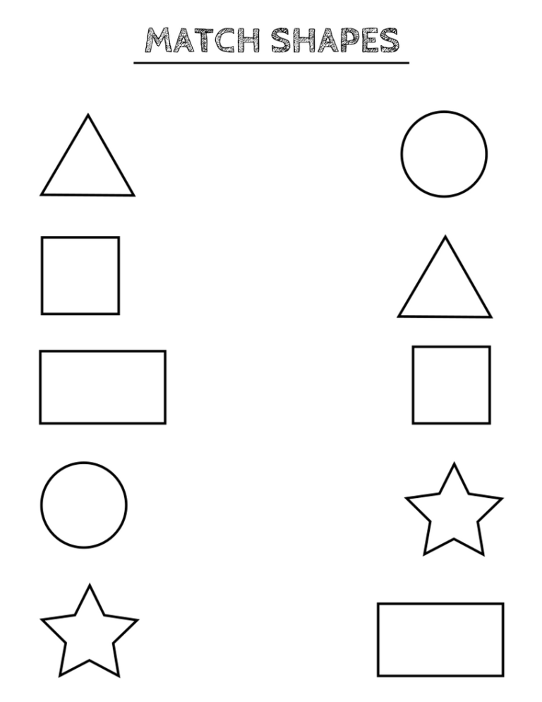 Matching Shapes Worksheets For Kids