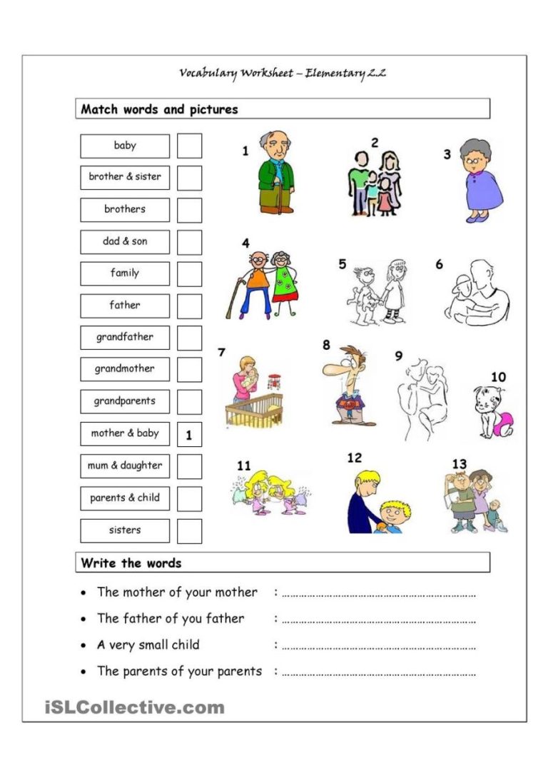 Family Members In Spanish Worksheet Pdf