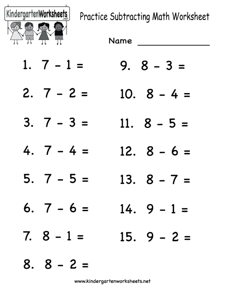 Math Subtraction Worksheets Printable