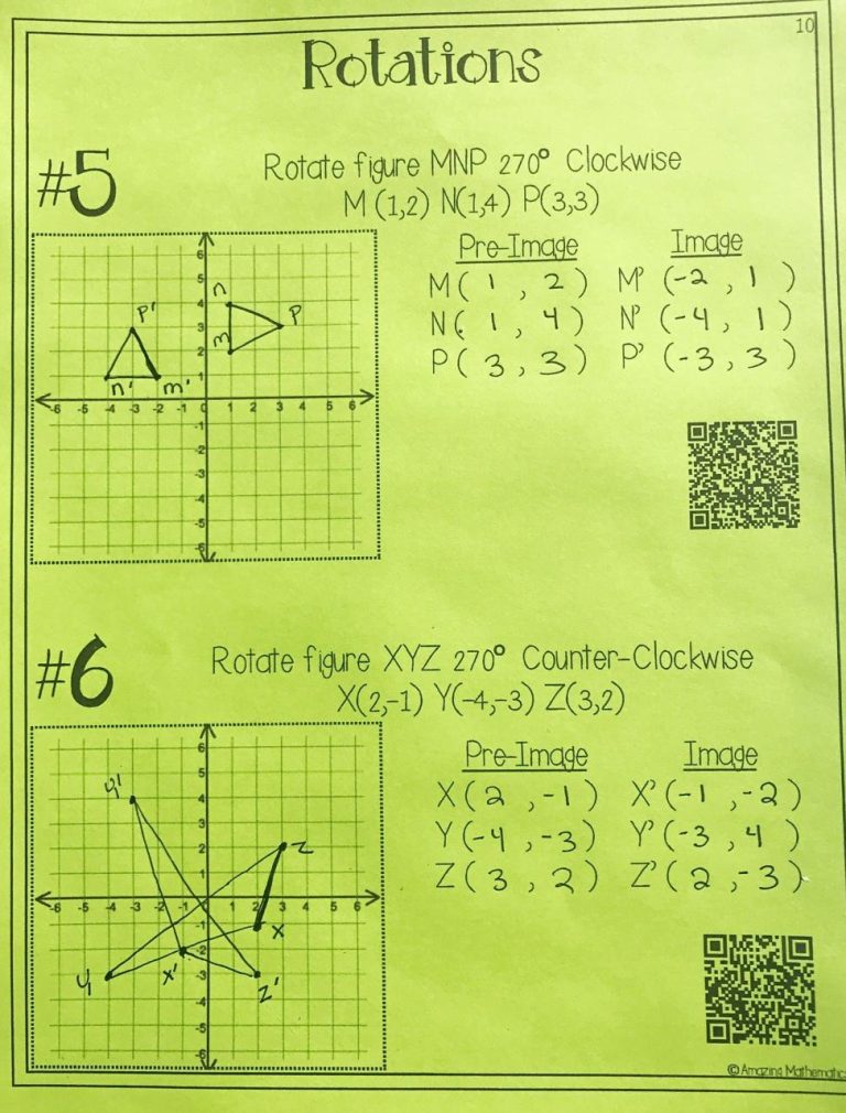 Rotations Worksheet Answer Key