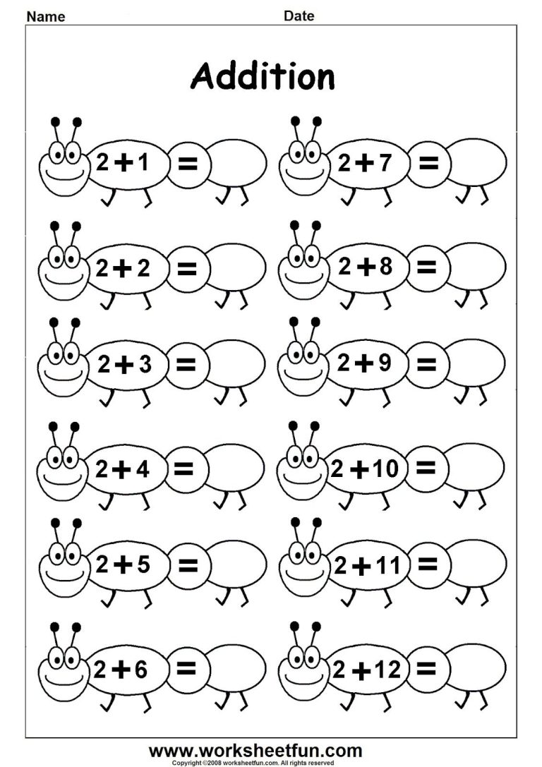 Printable Addition Worksheets With Pictures