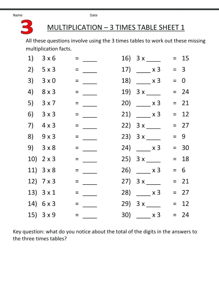 2 And 3 Times Tables Worksheets