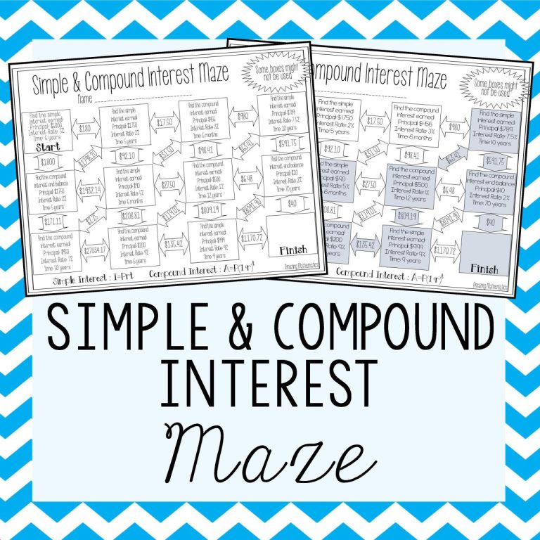 8th Grade Simple And Compound Interest Worksheet