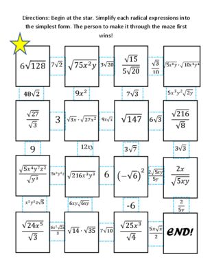 Algebra 2 Simplifying Square Roots Worksheet Answers