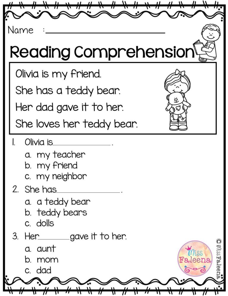 Kinder Worksheets Reading