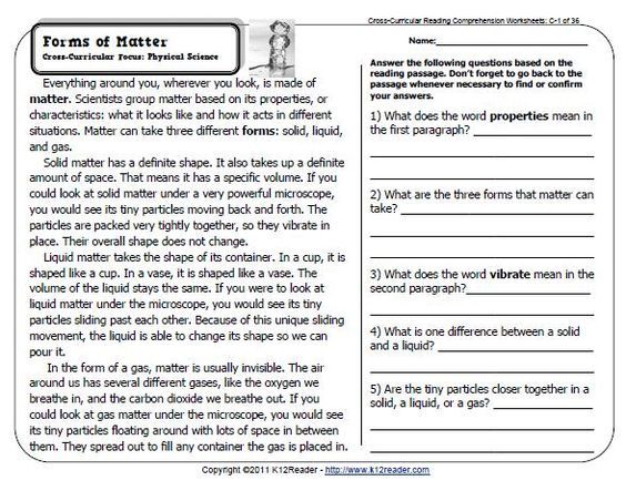 Comprehension Worksheets For Grade 5 With Questions