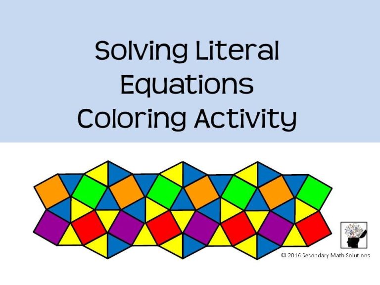 Solving Literal Equations Worksheet Coloring Activity Answers