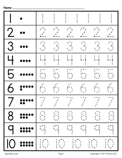 Tracing Number Worksheets For Kids