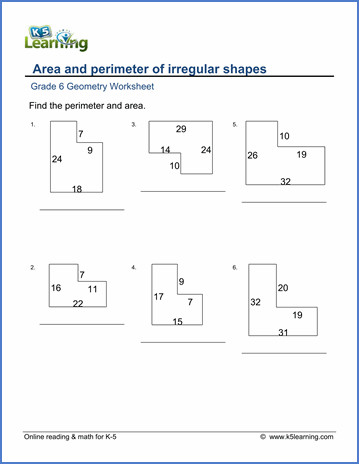 6th Grade Area And Perimeter Worksheets Grade 6 Pdf